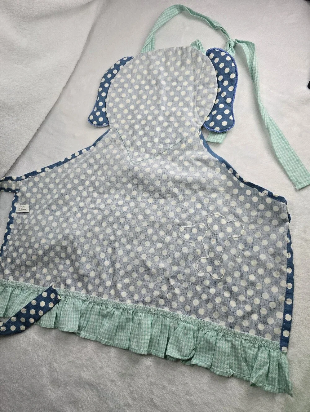 Kids Size Poka Dot Dog Apron 100% Cotton